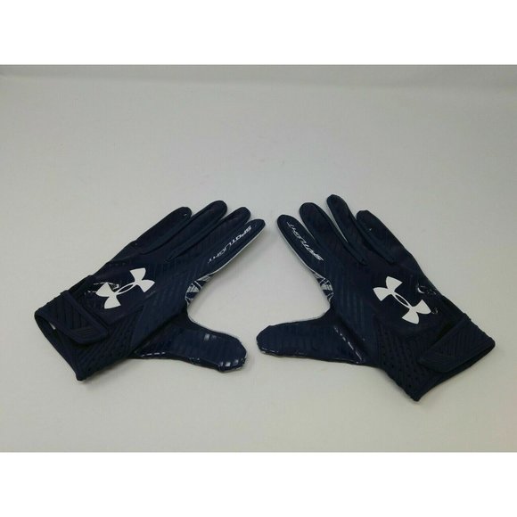 New Under Armour Men's Navy/Navy/White Spotlight WR Football Gloves - Size 2XL - Picture 3 of 4